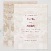 Charming, vintage, arch wedding invitation (Devant / Derrière)
