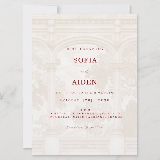 Charming, vintage, arch wedding invitation (Devant)