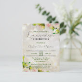 Charming Watercolor Roses Quinceañera Invitation (Debout devant)