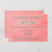 Charming Wedding Accommodations Pink Floral Informatiekaartje (Voorkant / Achterkant)
