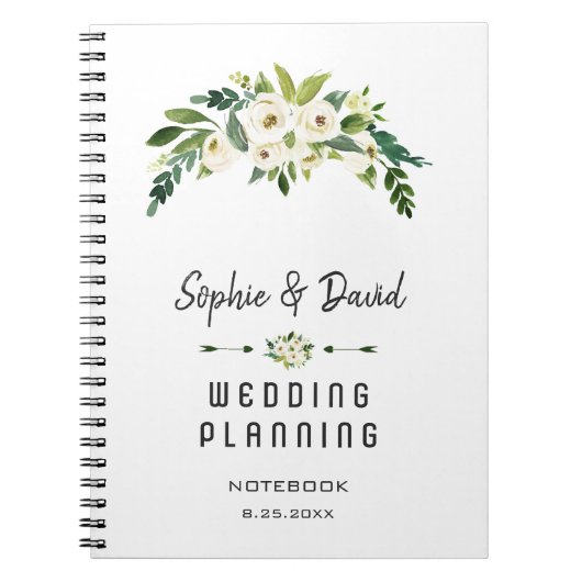Charming White Blooming Floral Wedding Planner Notitieboek (Voorkant)