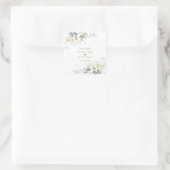 Charming White Floral Airy Leaves Wedding Vierkante Sticker (Tas)
