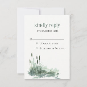 Charming Wildwood Reeds Wedding RSVP Kaart