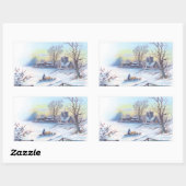 Charming Winter Scene 2 Rechthoekige Sticker (Vel)