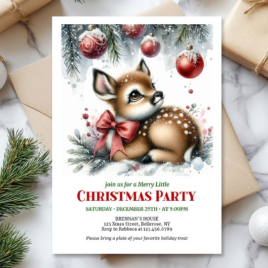 Charming winter scene Christmas kids invitation 