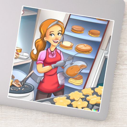 Charming Women Baking Sticker - Personnalisable (Détail)