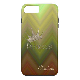 Charming Zigzag ,Tiara, Princess,Gold Glittery iPhone 8 Plus / 7 Plus Hoesje