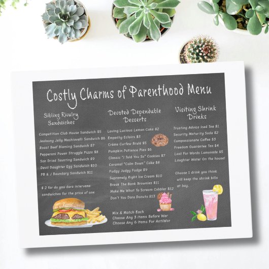 Charms de la Parenthood Menu