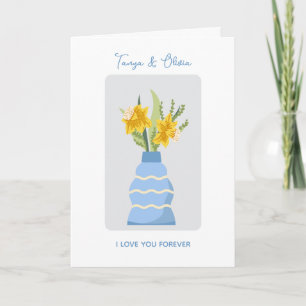 Charmvase met gele bloemen kaart