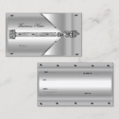 Charnière carte de visite en métal argenté (Devant / Derrière)