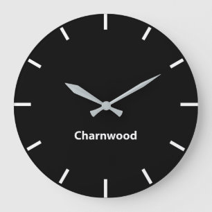 Charnwood Black Face Time Zone Newsroom Wall Grote Klok