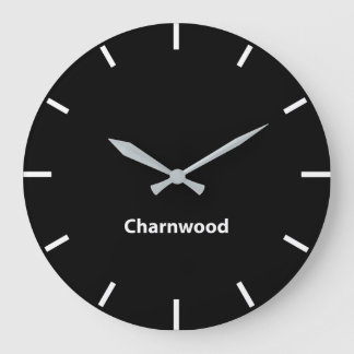 Charnwood Black Face Time Zone Newsroom Wall Grote Klok
