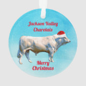 Charolais Bull in Santa Hat Ornament (achterkant)