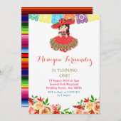 Charra Mexicaanse verjaardag uitnodiging meisje (Voorkant / Achterkant)