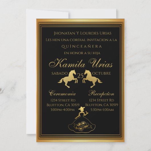 Charra Mexican Gold Invitation Kaart (Voorkant)