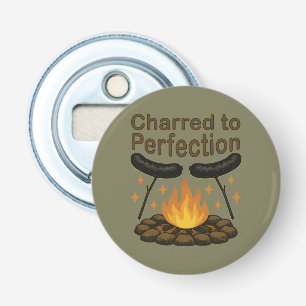 Charred to Perfection Grappige kampvuur hotdog Button Flesopener