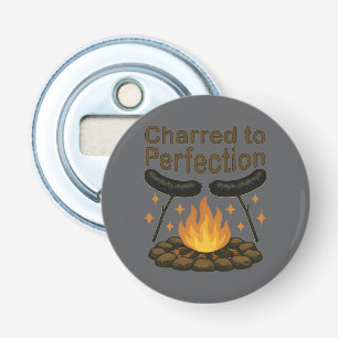 Charred to Perfection Grappige kampvuur hotdog Button Flesopener