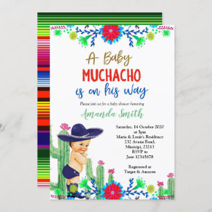 Charro Mexican Boy Baby shower Invitation Kaart