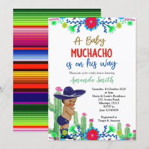 Charro Muchacho Mexican Boy Baby shower Kaart