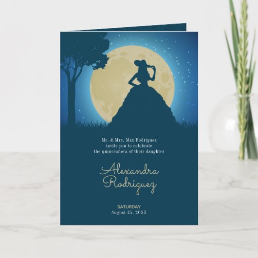 Charro Silhouette met Moon Quinceanera (Voorkant)
