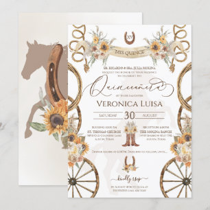 Charro Sunflower Country Rustic Floral Quinceanera Kaart