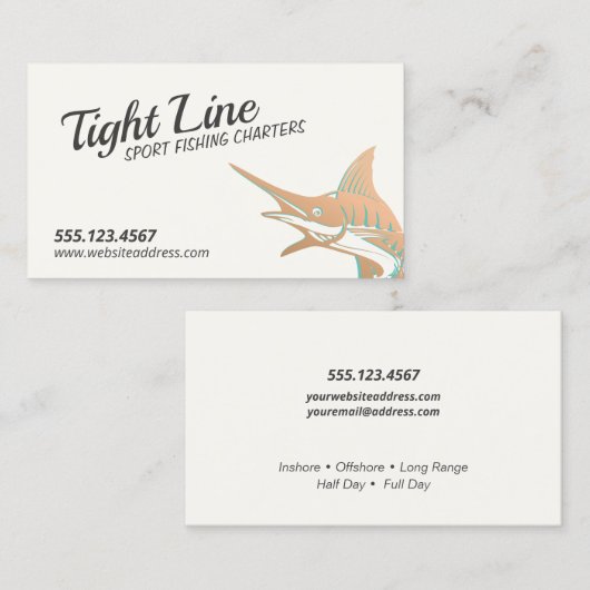 Charters de pêche sportive Marlin Carte de visite (Devant / Derrière)