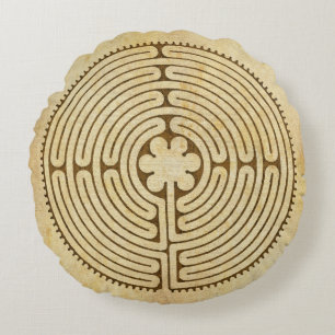Chartres Labyrinth antiek stijl 1 + uw ideeën Rond Kussen