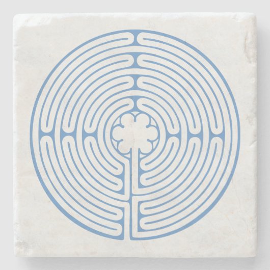 Chartres Labyrinth Blue Stenen Onderzetter (Voorkant)
