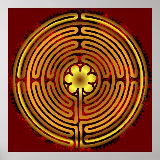 Chartres Labyrinth Fire Flame Print (Voorkant)