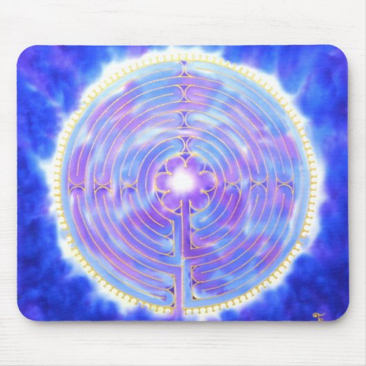 Chartres Labyrinth in Blue: Een Silkandart-Muismat Muismat (Voorkant)