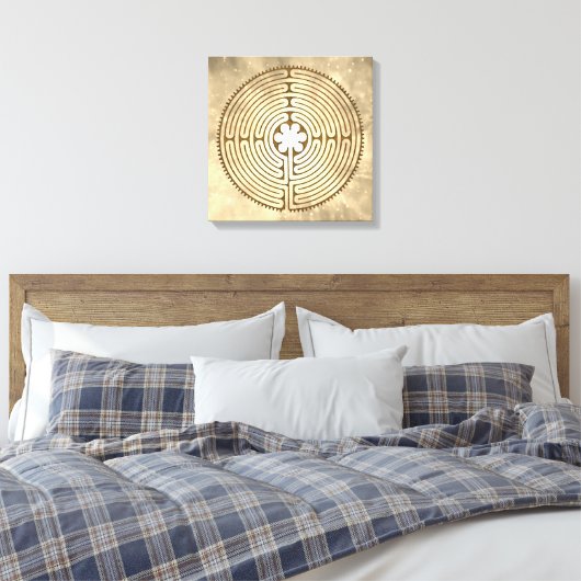Chartres Labyrinth - Spiritueel symbool Antiek 1 Canvas Afdruk (Insitu (Slaapkamer))