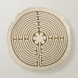Chartres Labyrinth - Spiritueel symbool Antiek 1 Rond Kussen