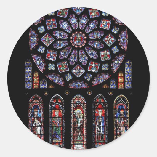 CHARTRES VI-GLAS IN LOOD RONDE STICKER (Voorkant)