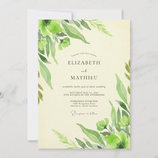Chartreuse Blad Bruiloft Kaart (Voorkant)
