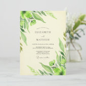 Chartreuse Blad Bruiloft Kaart (Staand voorkant)