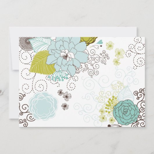 Chartreuse & Blue Floral Bridal Douche Invitation (Dos)