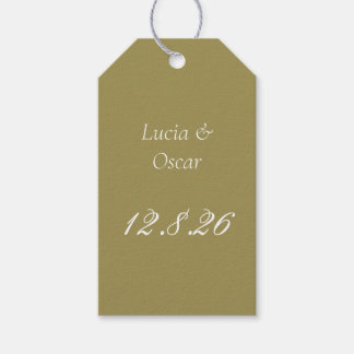Chartreuse cadeautag voor de bruiloft met datum cadeaulabel