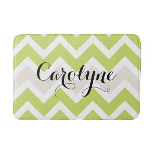 Chartreuse Chevron Patroon Gepersonaliseerd Badmat