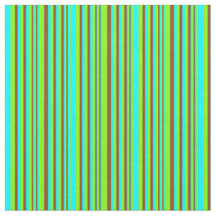 Chartreuse, Cyaan & Brown Stripes Pattern Stof