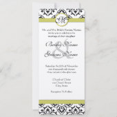 Chartreuse Damask Monogramme Faire-part de mariage (Devant)