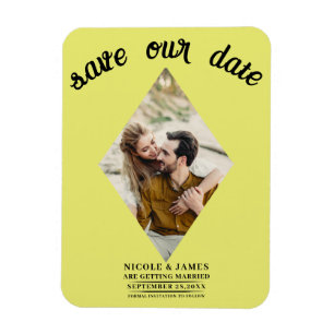 Chartreuse diamant foto trouw save the date magneet