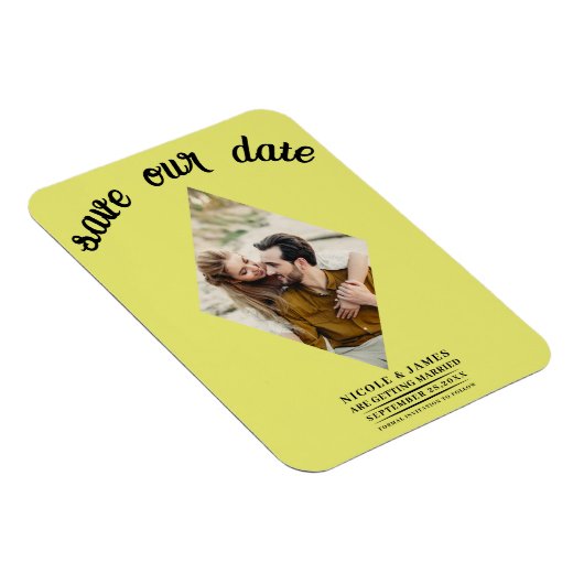 Chartreuse Diamond Foto Bruiloft Save the Date Magneet (Rechterzijde)