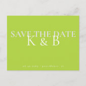 Chartreuse Eenvoud Monogram De datum opslaan Briefkaart (Voorkant)