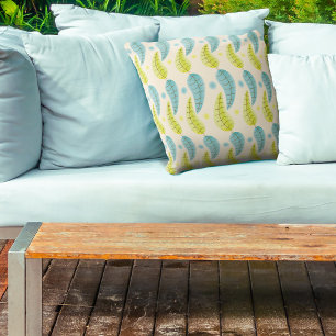 Chartreuse en Aqua-bladeren werpen kussen