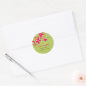Chartreuse en Fusia Blossoms, Adresetiketten Ronde Sticker (Envelop)