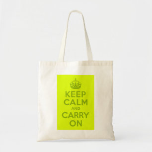 Chartreuse en Groen Houd Kalm en Ga verder Tote Bag
