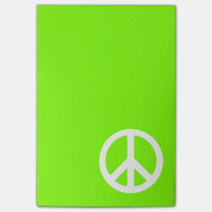 Chartreuse en White Peace Symbol Post-it® Notes