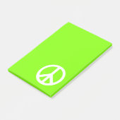 Chartreuse en wit vredessymbool post-it® notes (Schuin)