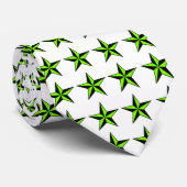 Chartreuse en zwarte Nautische sterren op wit Stro Stropdas (Opgerold)