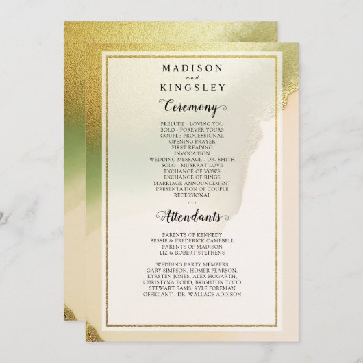 Chartreuse Fab Programme de mariage Extraordinaire (Devant / Derrière)